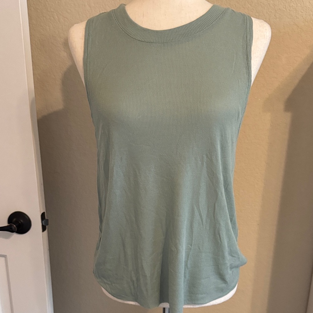Sleeveless Sage Green Ribbed Top Alo